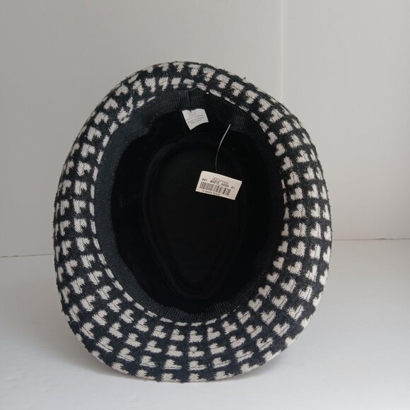 White Hearts on Black Wool Porkpie Hat with Skull Band NWT  ~ Very Cute! - Picture 5 of 7